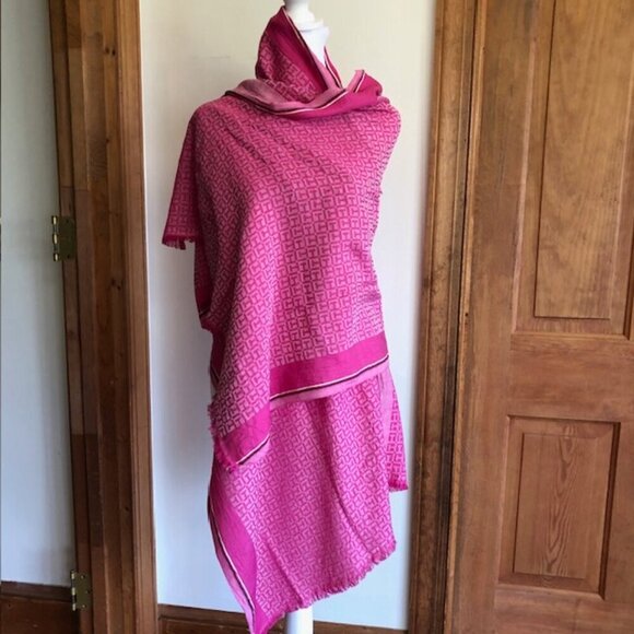 TOMMY HILFIGER Monogram TH Pink Long Shawl/Scarf - Picture 2 of 12